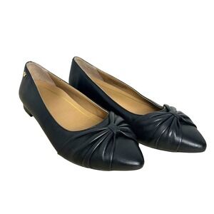 Vionic Gramercy Flats Black Leather Pointed Toe Bow Ballet Style Women Size 9